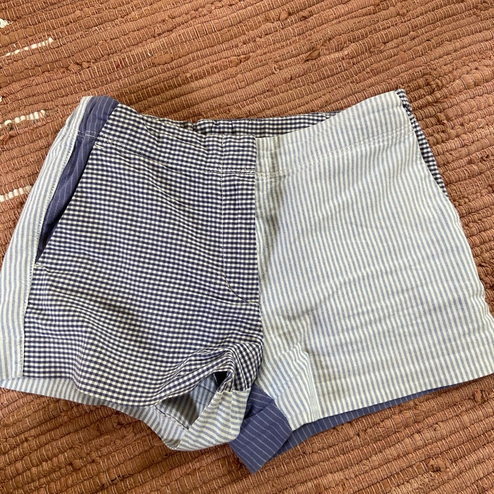 Blue gingham print shorts